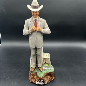 Vintage JR Ewing Dallas Decanter 1980 Music Works Americana Porcelain TV Series